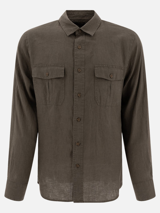 Vince Linen "Utility" Shirt 17502987_S Green 1