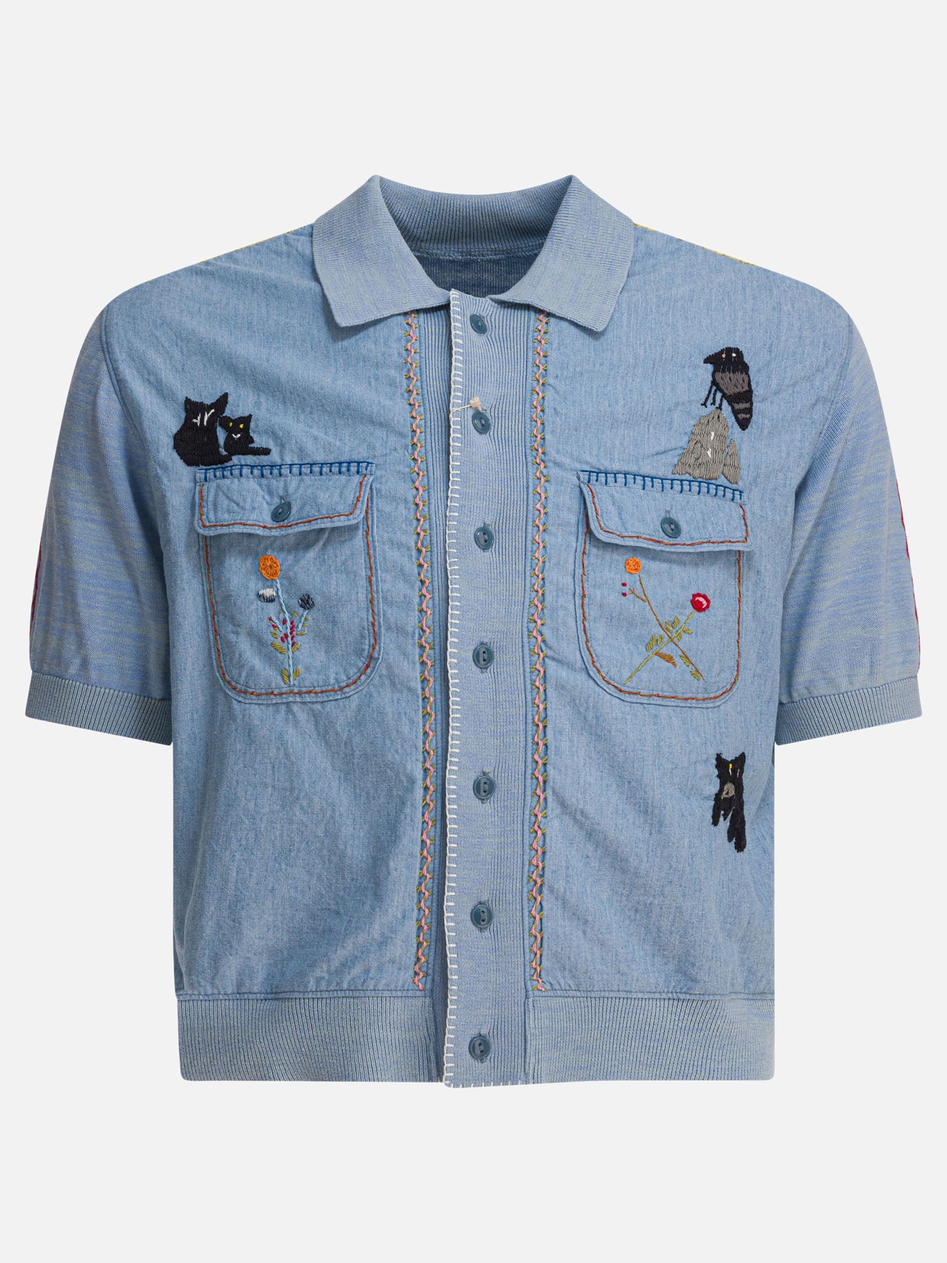 Camicie casual Embroidered  Azzurro - KAPITAL Uomo | PDP | VIETTI Online Store | Zoom-Modal
