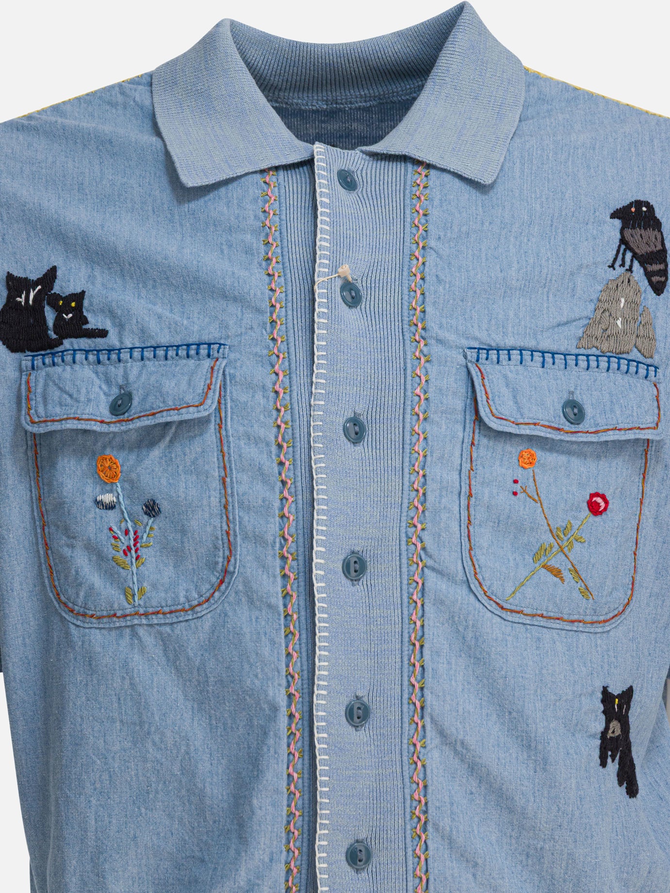 Camicie casual Embroidered  Azzurro - KAPITAL Uomo | PDP | VIETTI Online Store | thumbnail_3