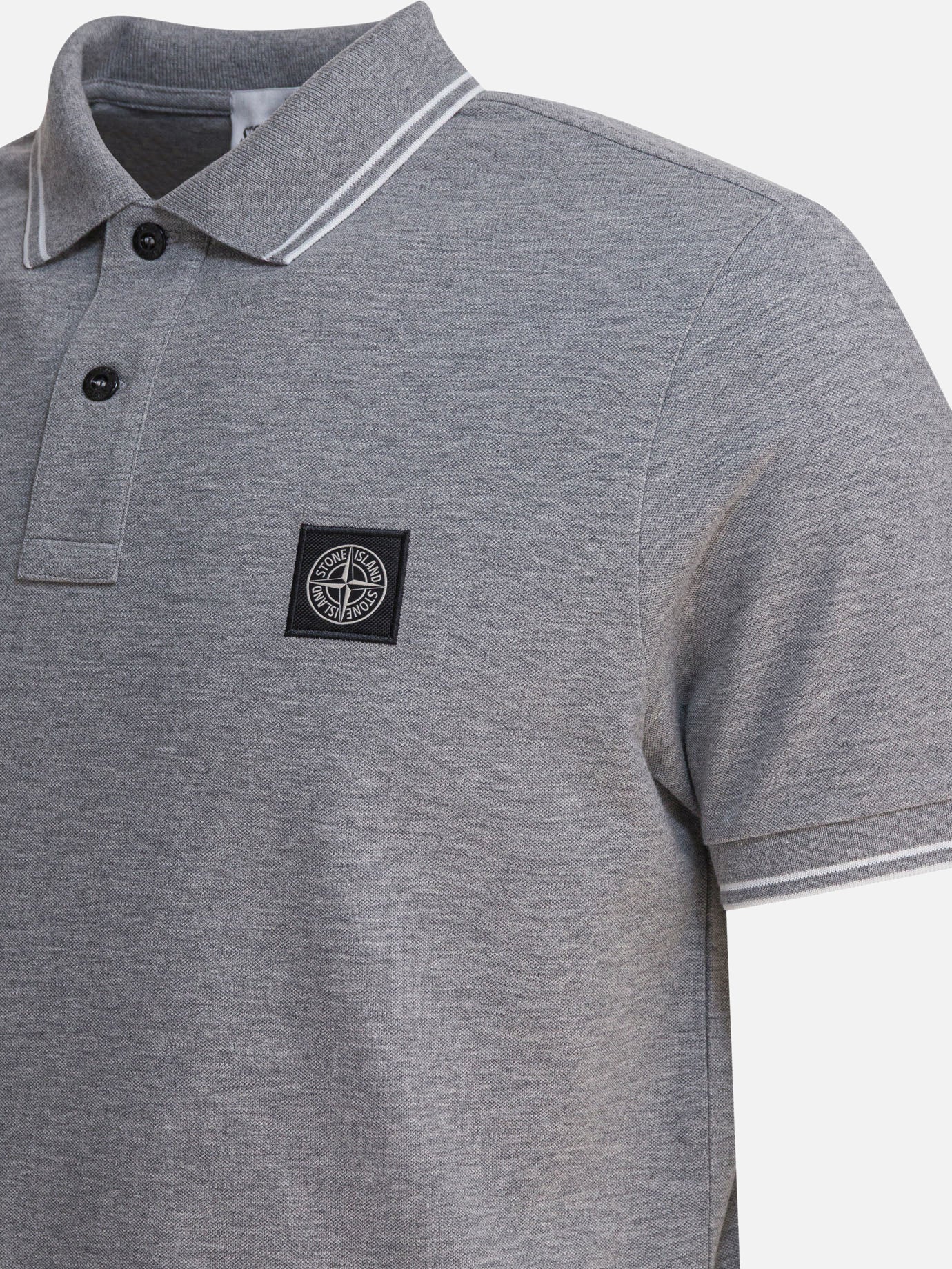 Polo shirts with buttons Logo  Grey - Stone Island Men | PDP | VIETTI Online Store | thumbnail_4