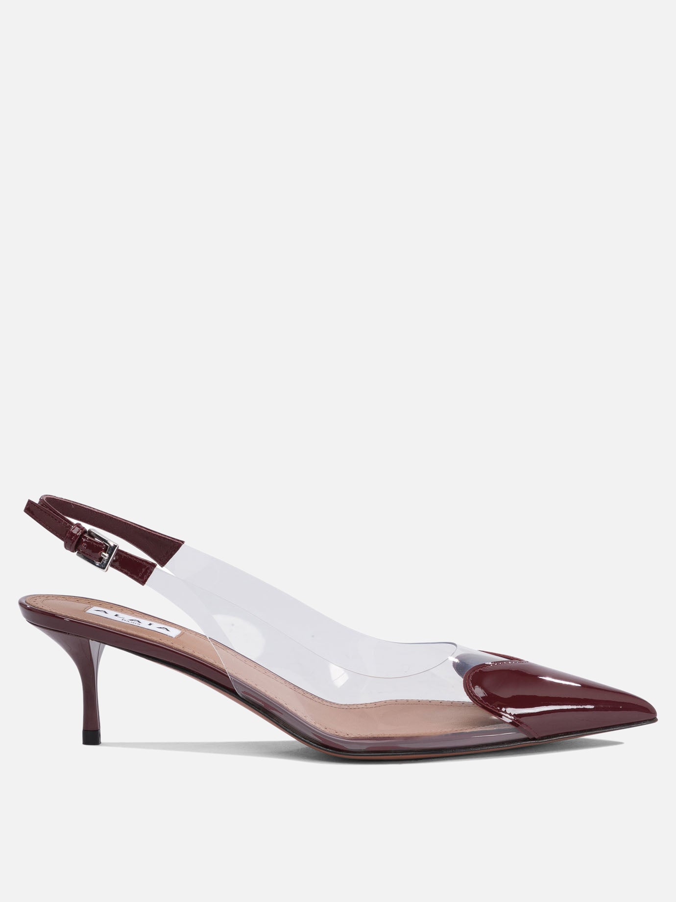Slingback 50% patent calfskin 50% polyurethane - 95% leather 5% rubber  Bordeaux - Alaïa Donna | PDP | VIETTI Online Store | Zoom-Modal

