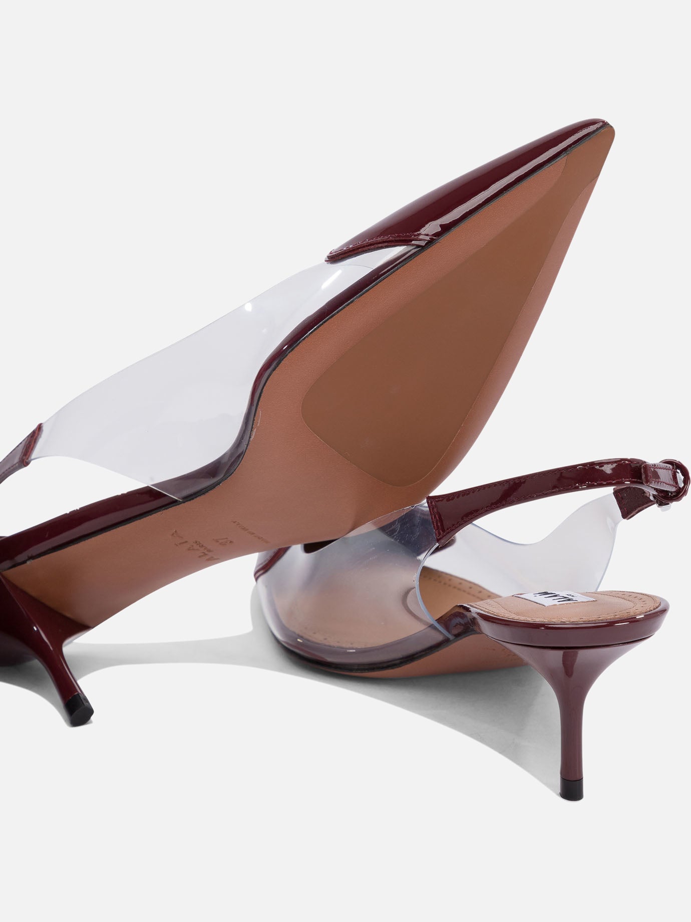 Slingback 50% patent calfskin 50% polyurethane - 95% leather 5% rubber  Bordeaux - Alaïa Donna | PDP | VIETTI Online Store | thumbnail_5