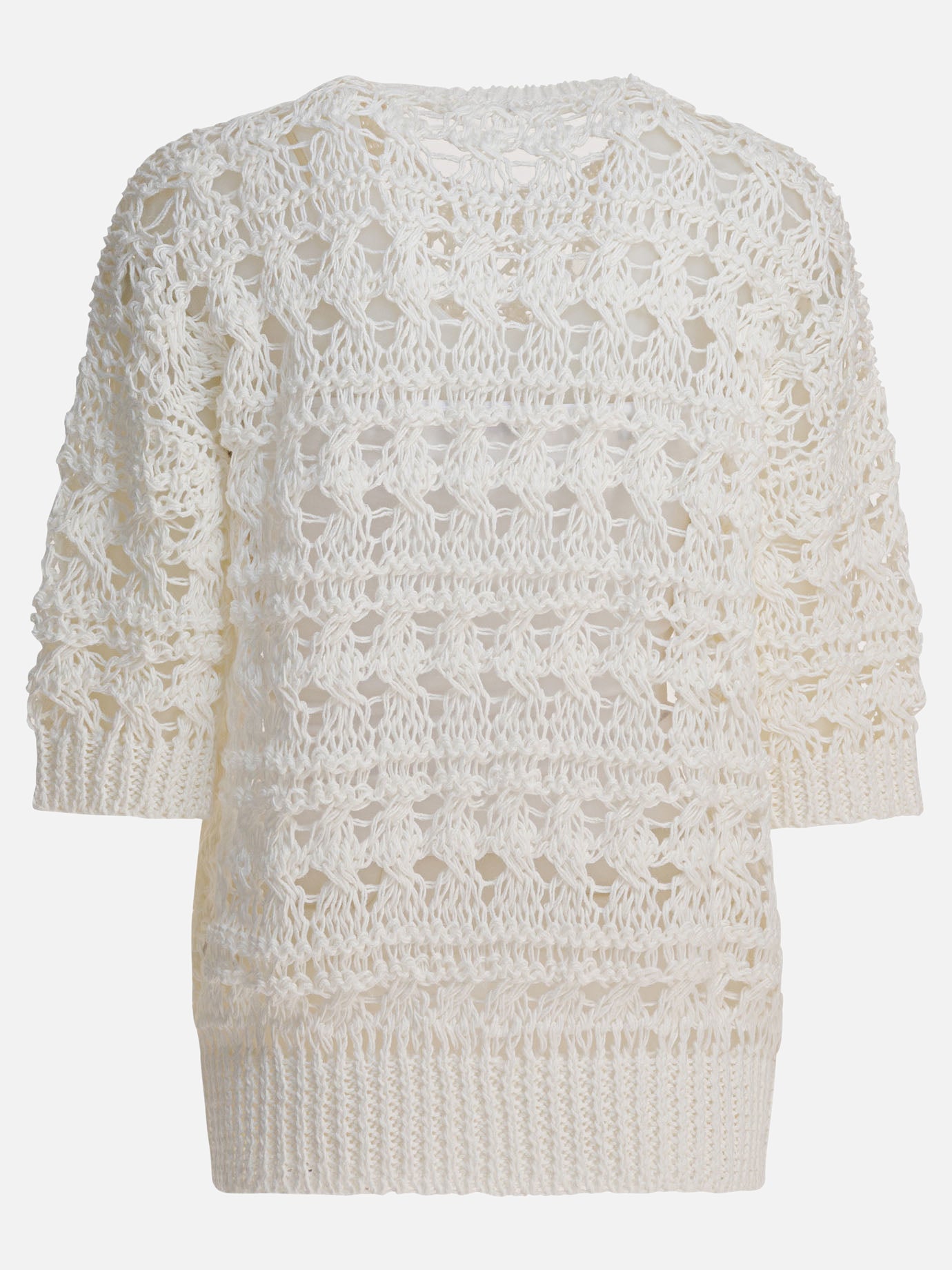 Crewneck sweaters Textured knit  White - Brunello Cucinelli Women | PDP | VIETTI Online Store | Zoom-Modal_2
