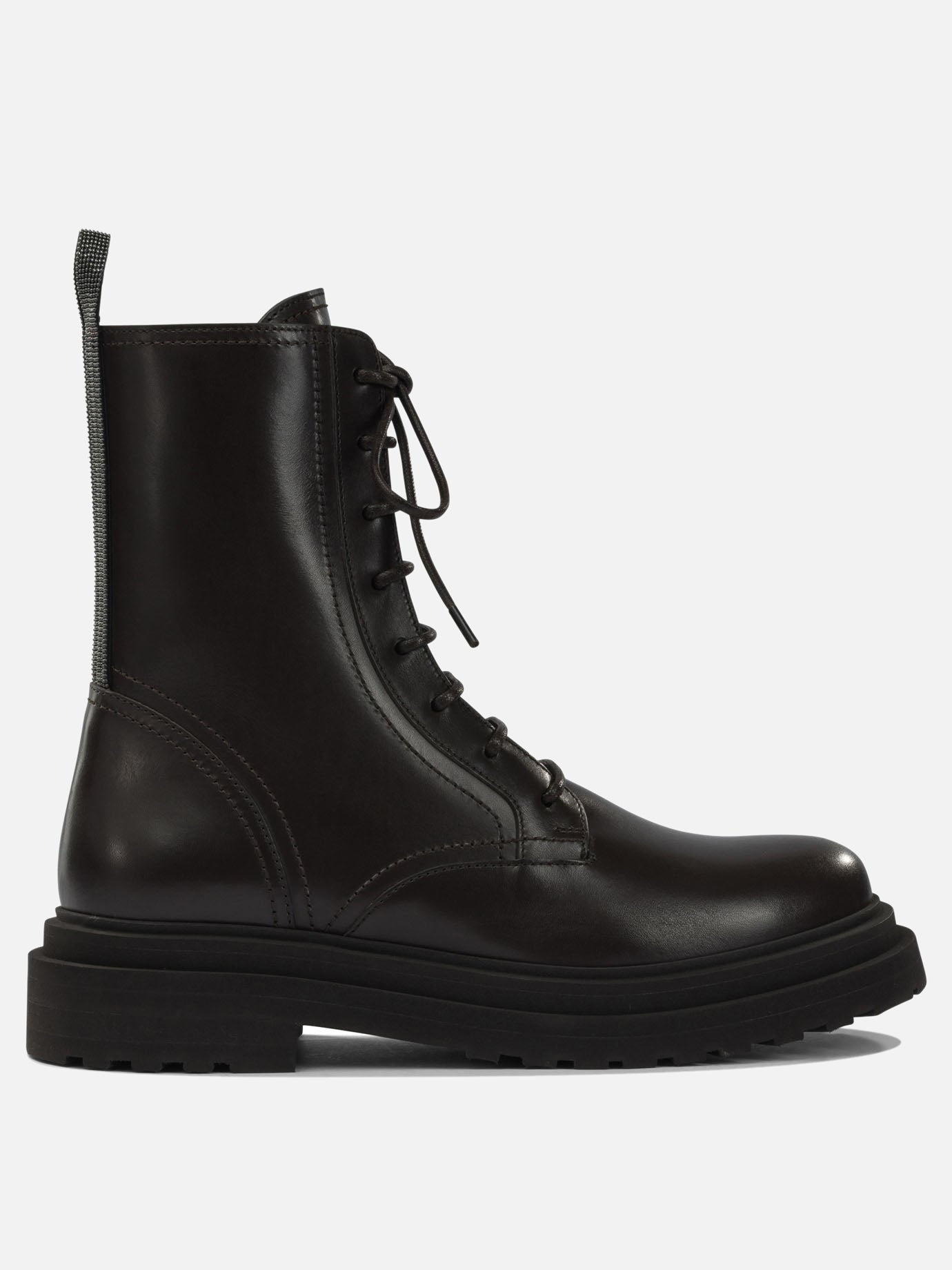 Lace-up boots 100% leather - 100% leather  Brown - Brunello Cucinelli Women | PDP | VIETTI Online Store | Zoom-Modal

