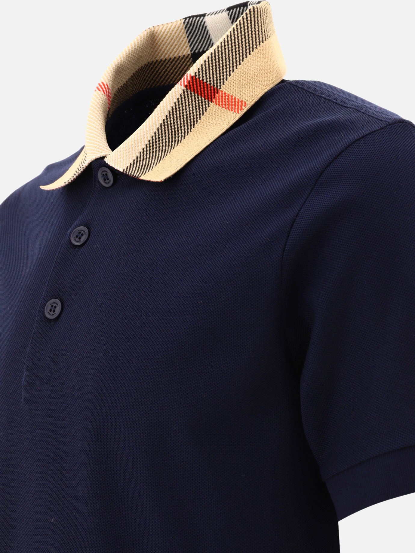 Polo con bottoni Check  Blu - Burberry Uomo | PDP | VIETTI Online Store | Zoom-Modal_4
