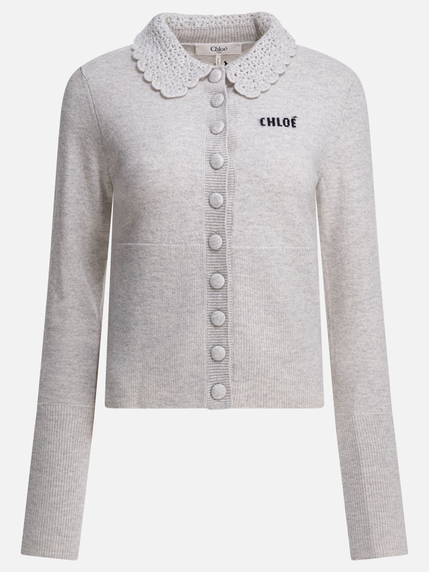 Cardigan Logo  Grigio - Chloé Donna | PDP | VIETTI Online Store | thumbnail