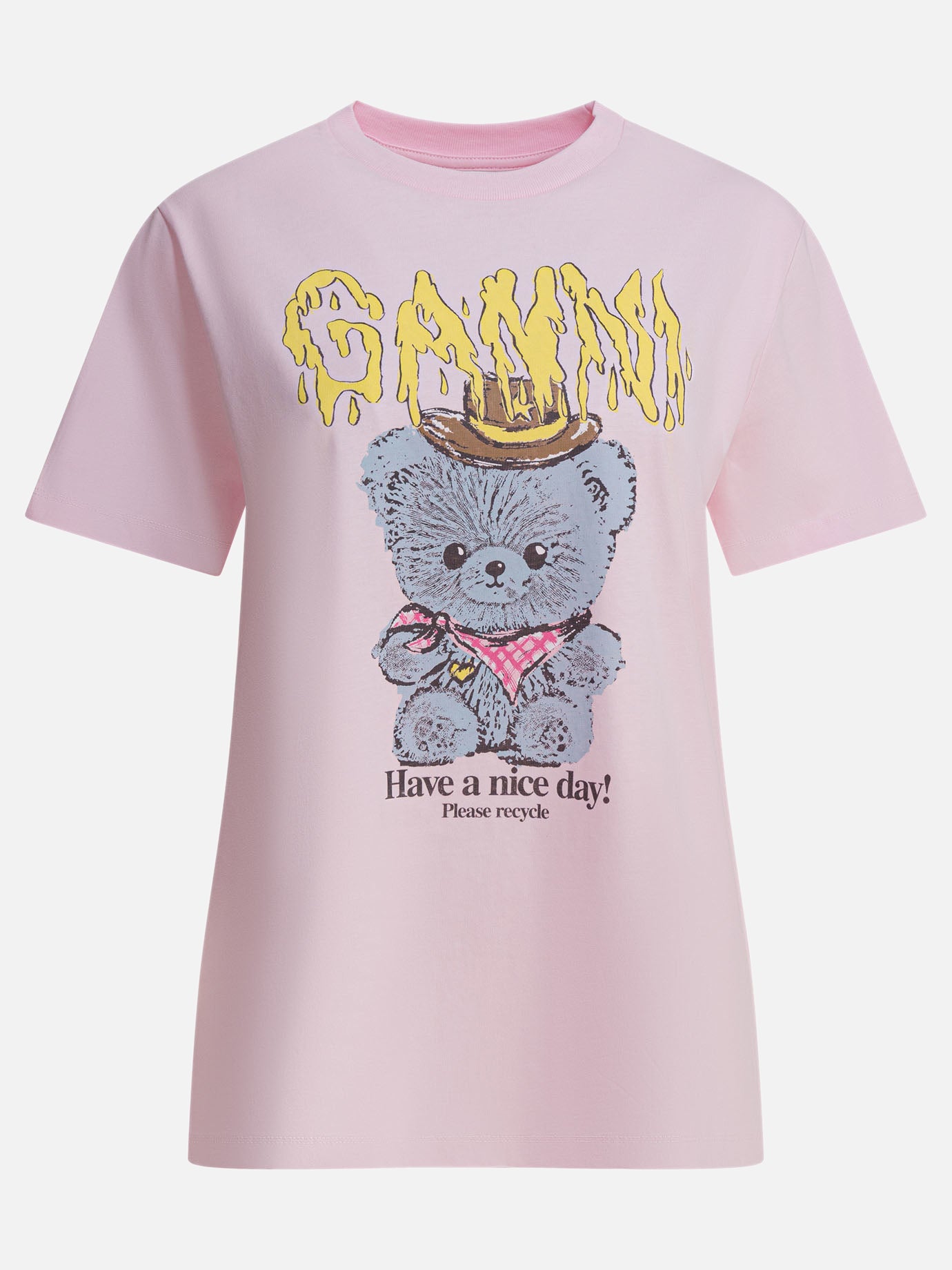 T-shirt girocollo Logo  Rosa - Ganni Donna | PDP | VIETTI Online Store | thumbnail