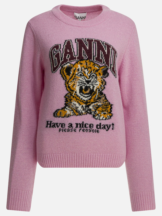 Crewneck sweaters Graphics  Pink - Ganni Women | PDP | VIETTI Online Store 
