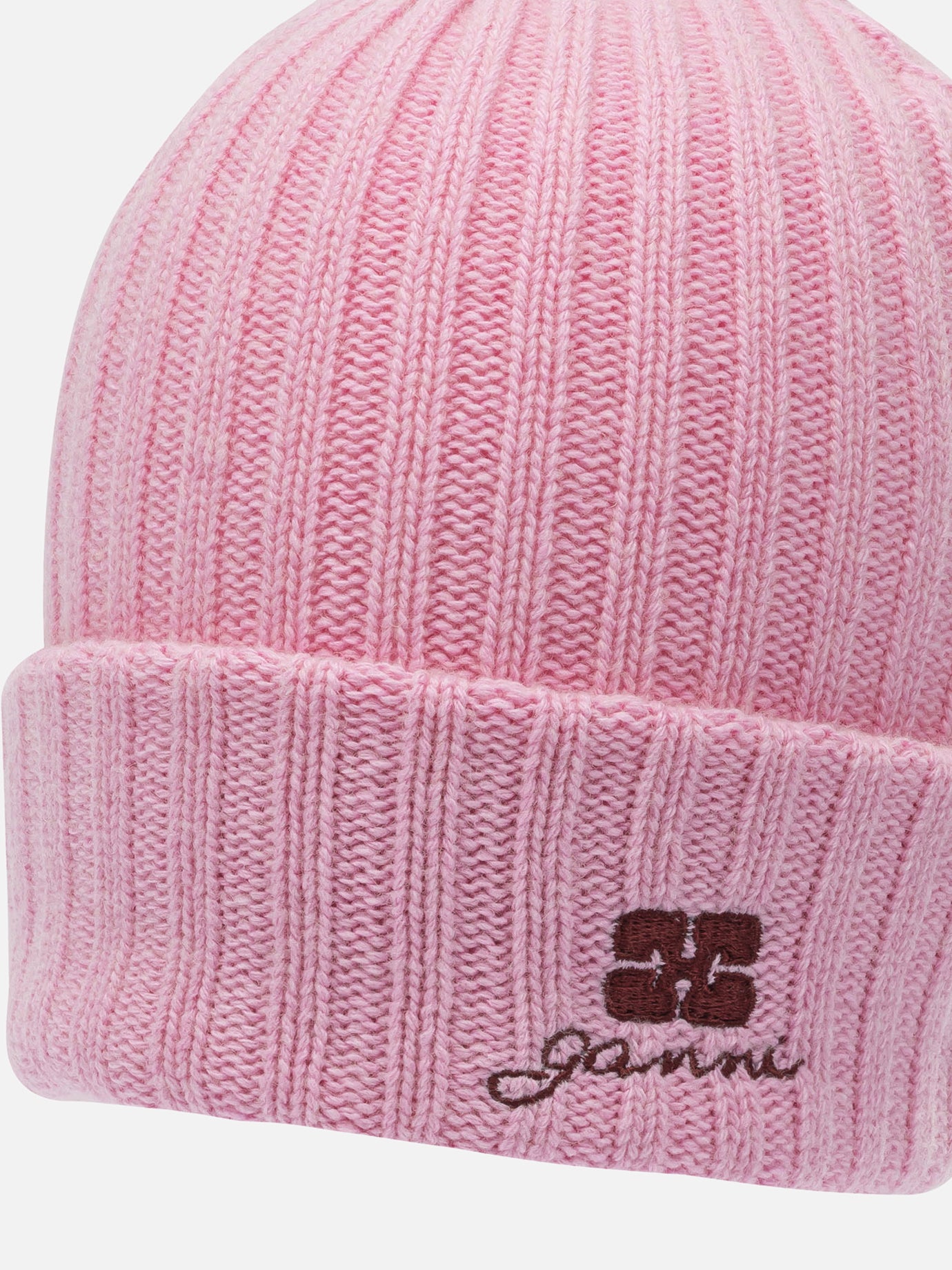 Beanies 60% wool 20% viscose 20% recycled cotton  Pink - Ganni Women | PDP | VIETTI Online Store | thumbnail_4