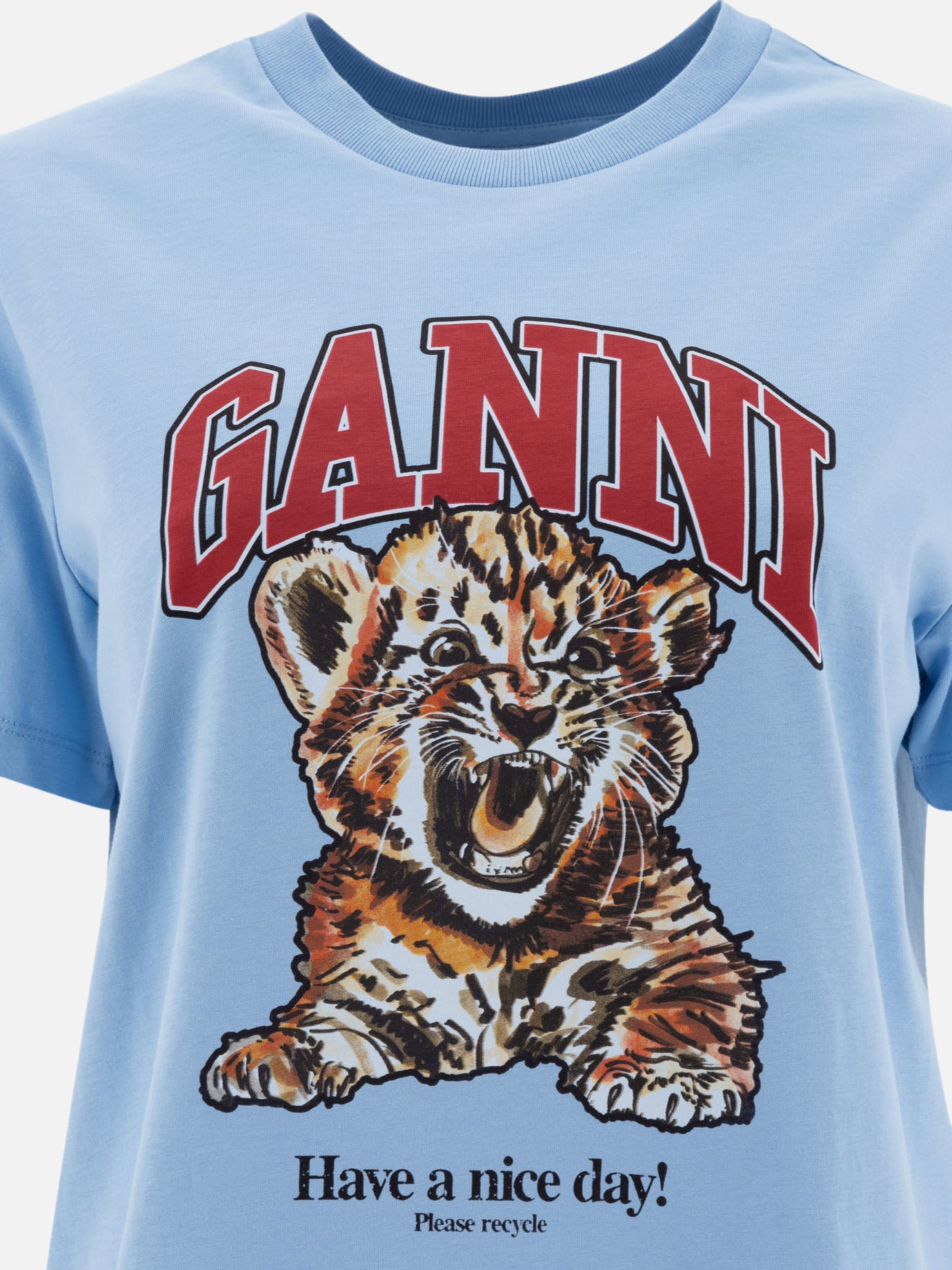 Crewneck t-shirts Logo  Light blue - Ganni Women | PDP | VIETTI Online Store | thumbnail_3