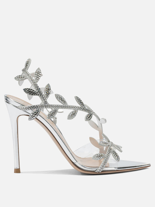 Heeled sandals 80% suede 20% thermoplastic polyurethane - 100% leather  Silver - Gianvito Rossi Women | PLP | VIETTI Online Store 

