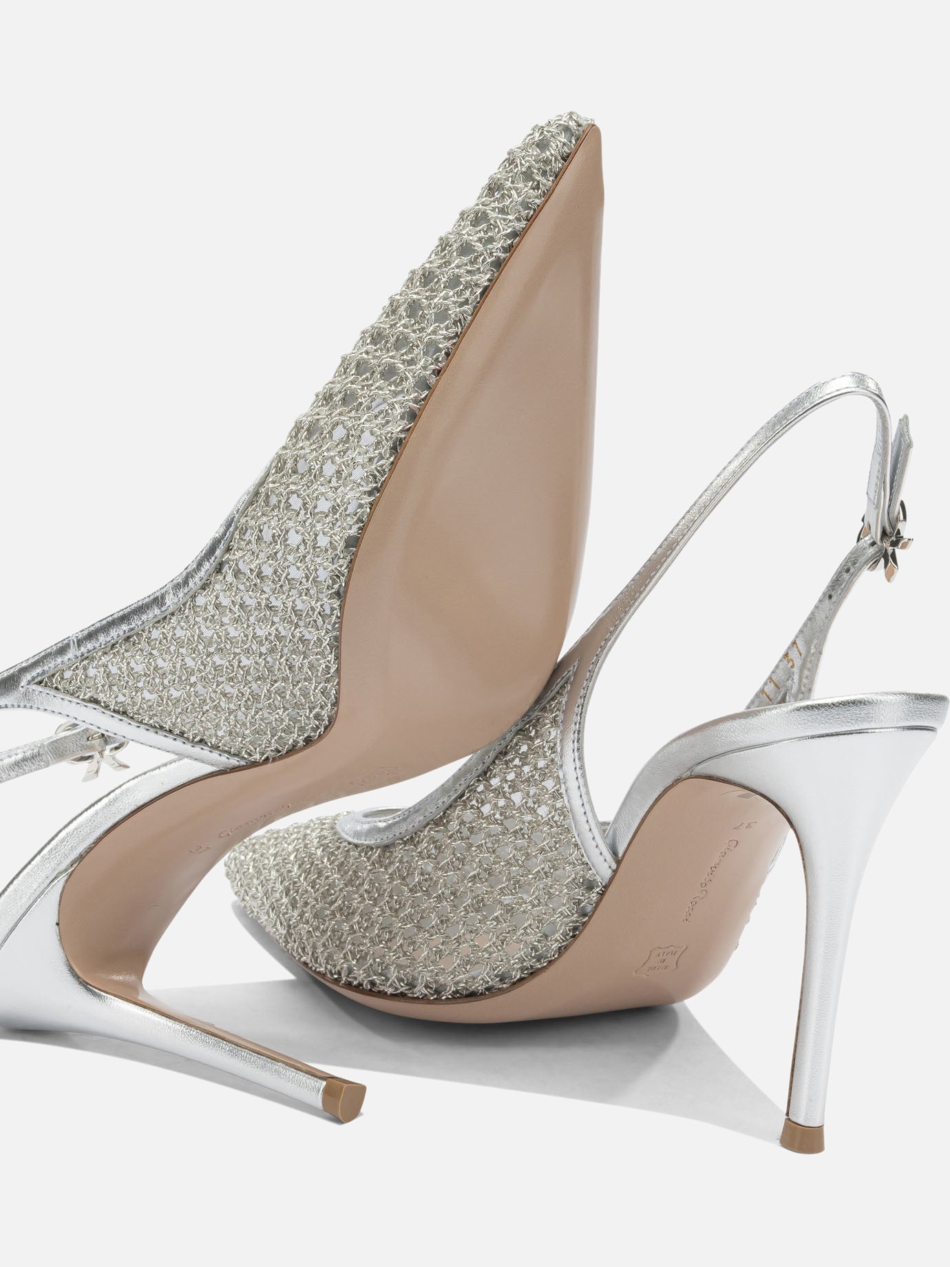 Slingbacks 90% fabric 10% leather - 100% leather  Silver - Gianvito Rossi Women | PDP | VIETTI Online Store | Zoom-Modal_5
