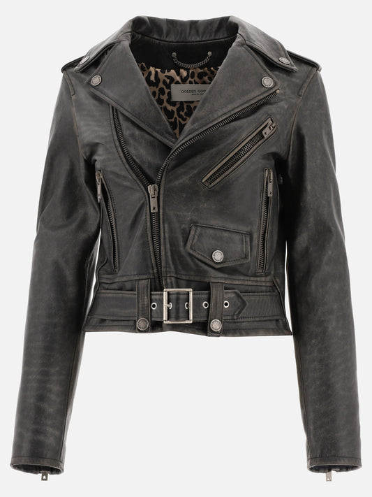 Leather jackets Solid colour  Black - Golden Goose Women | PDP | VIETTI Online Store 
