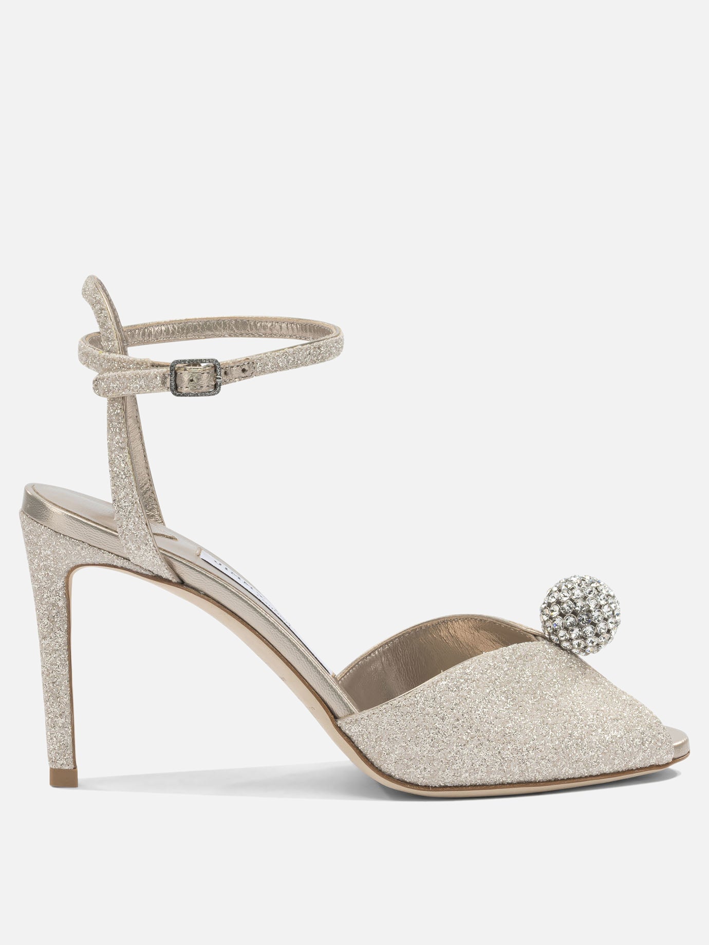 Sandali con tacco 59% textile 15% leather 8% crystal 8% metal 5% plastic 5% salpa - 100% calf  Oro - Jimmy Choo Donna | PDP | VIETTI Online Store | Zoom-Modal
