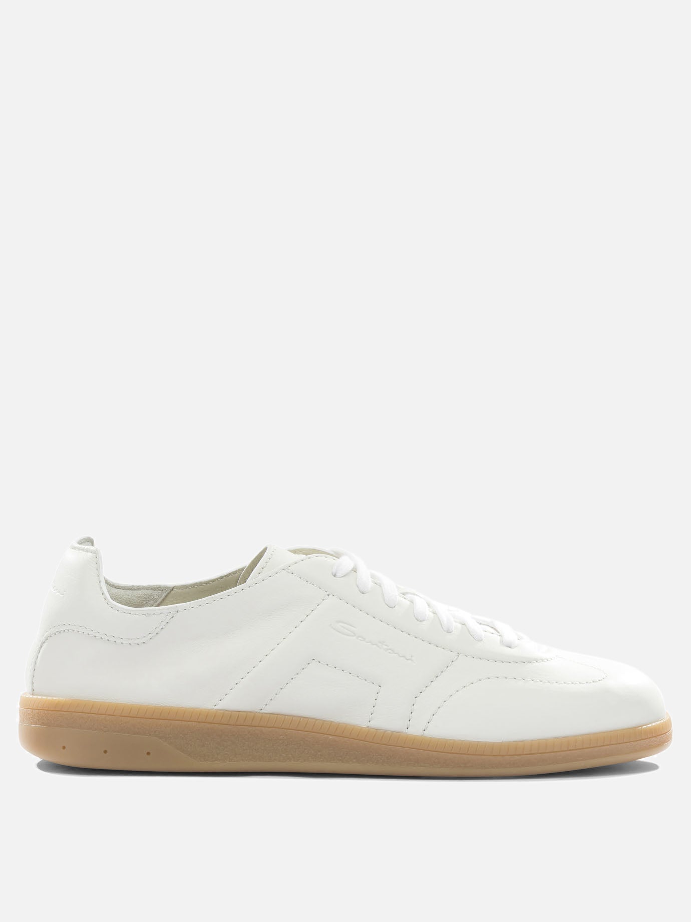 Low top sneakers 100% leather - 100% rubber  White - Santoni Men | PDP | VIETTI Online Store | thumbnail