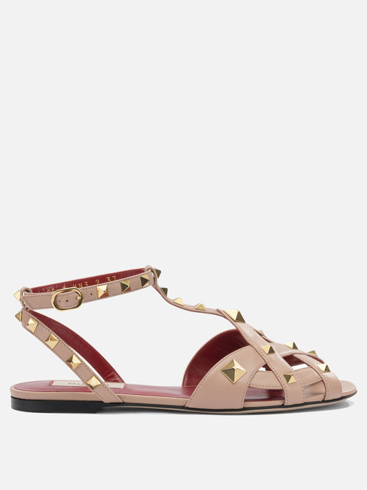 Flat sandals 100% leather  Pink - Valentino Garavani Women | PLP | VIETTI Online Store 
