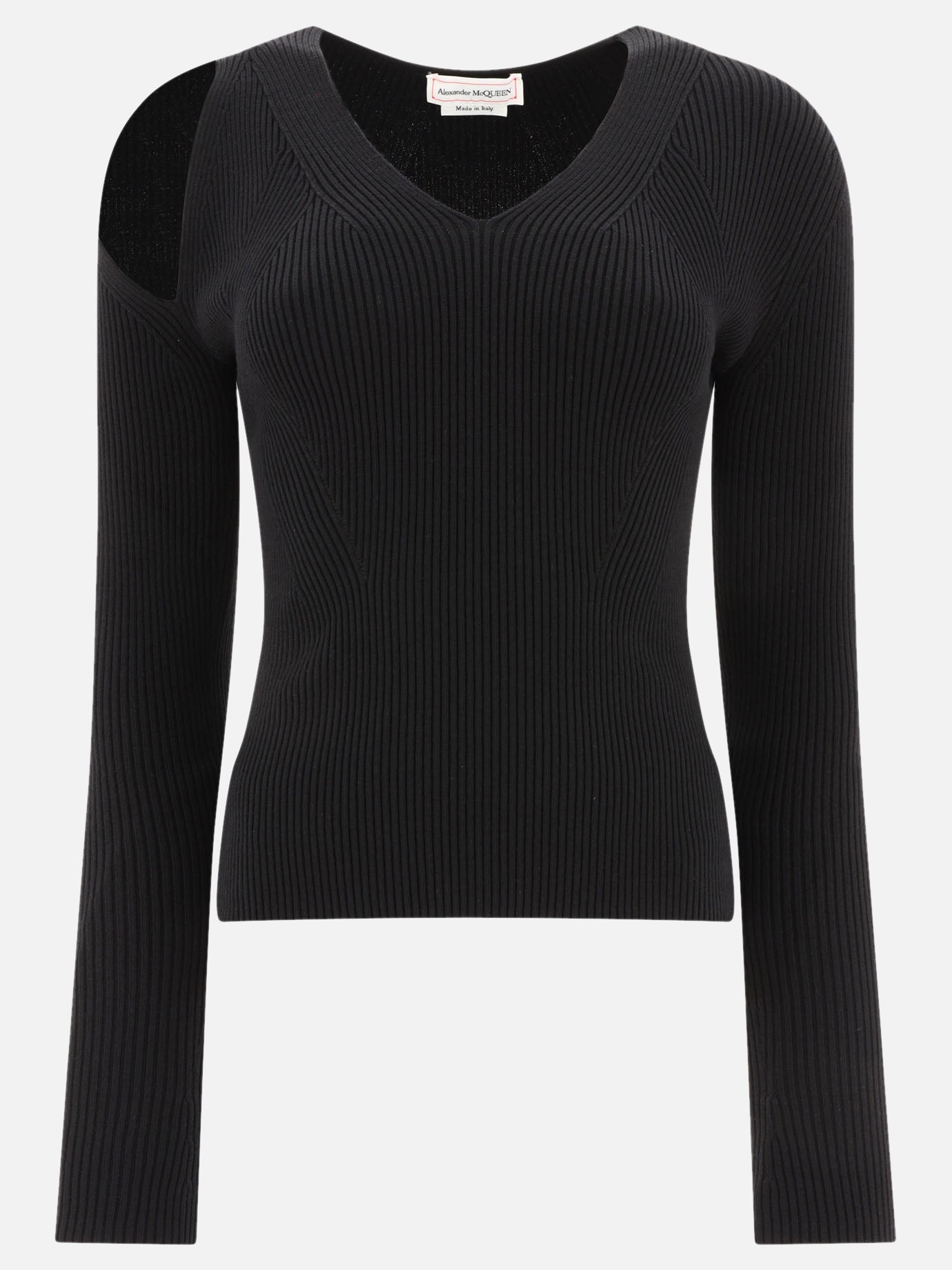 Slashed Ribbed-knit Jumper