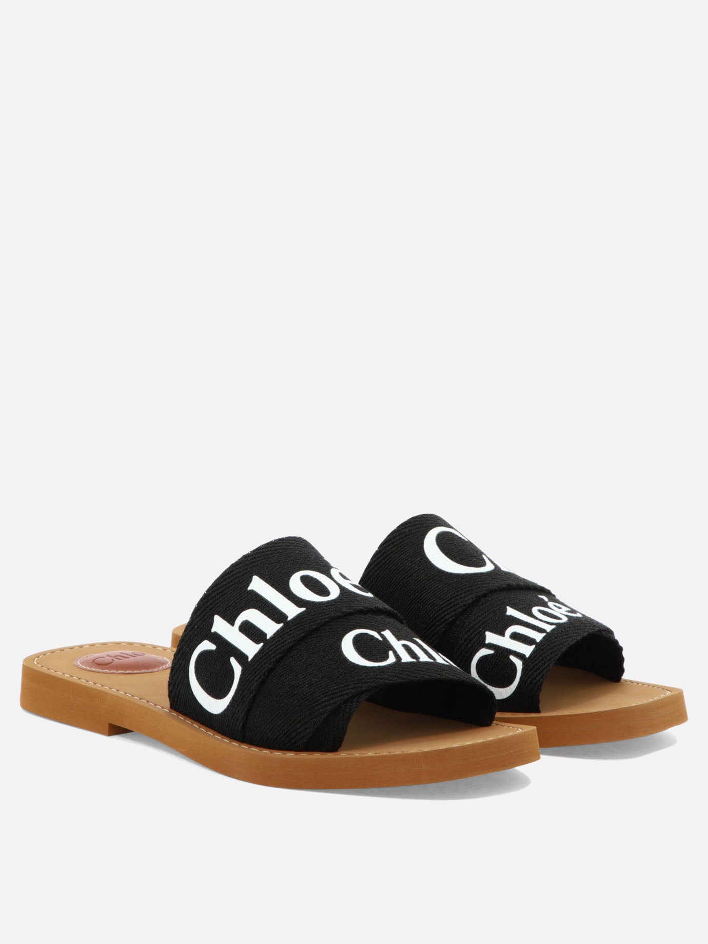 Flat sandals 90% linen 10% polyester - 100% ethylene vinyl acetate  Black - Chloé Women | PDP | VIETTI Online Store | Zoom-Modal_2

