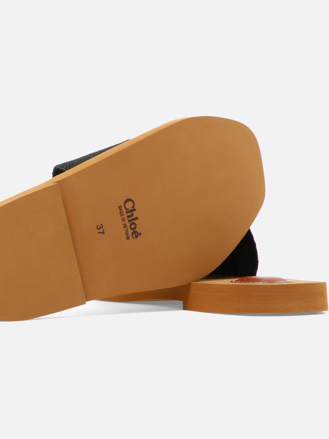 Flat sandals 90% linen 10% polyester - 100% ethylene vinyl acetate  Black - Chloé Women | PDP | VIETTI Online Store | thumbnail_5