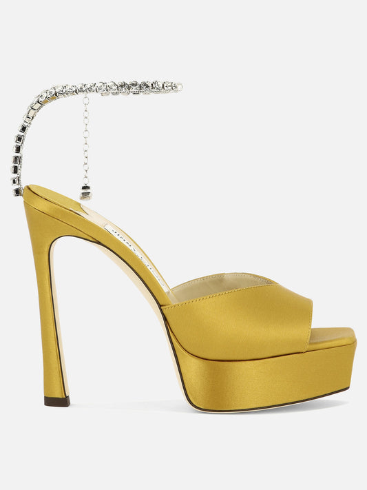 Sandali con tacco 100% raso - 100% cuoio  Giallo - Jimmy Choo Donna | PLP | VIETTI Online Store 
