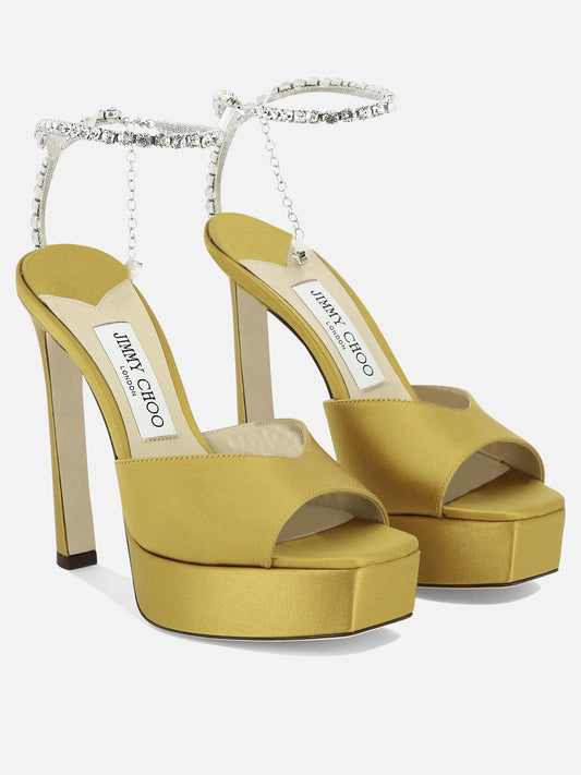 Sandali con tacco 100% raso - 100% cuoio  Giallo - Jimmy Choo Donna | PLP | VIETTI Online Store | 2
