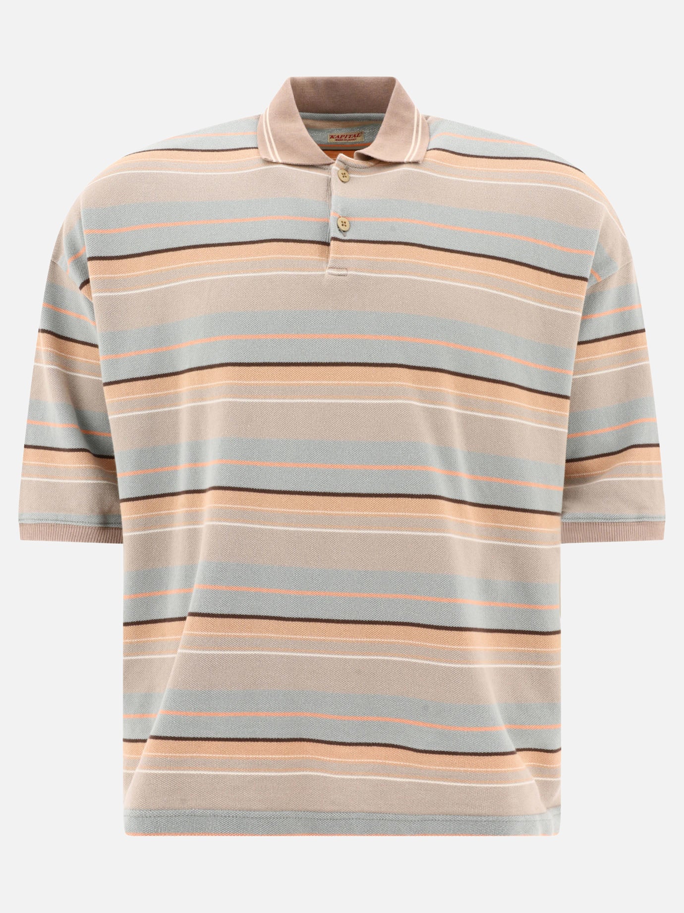KAPITAL Polo &quot;Multi-border Kanoko BOX&quot; 11538474_4 Beige thumbnail_1