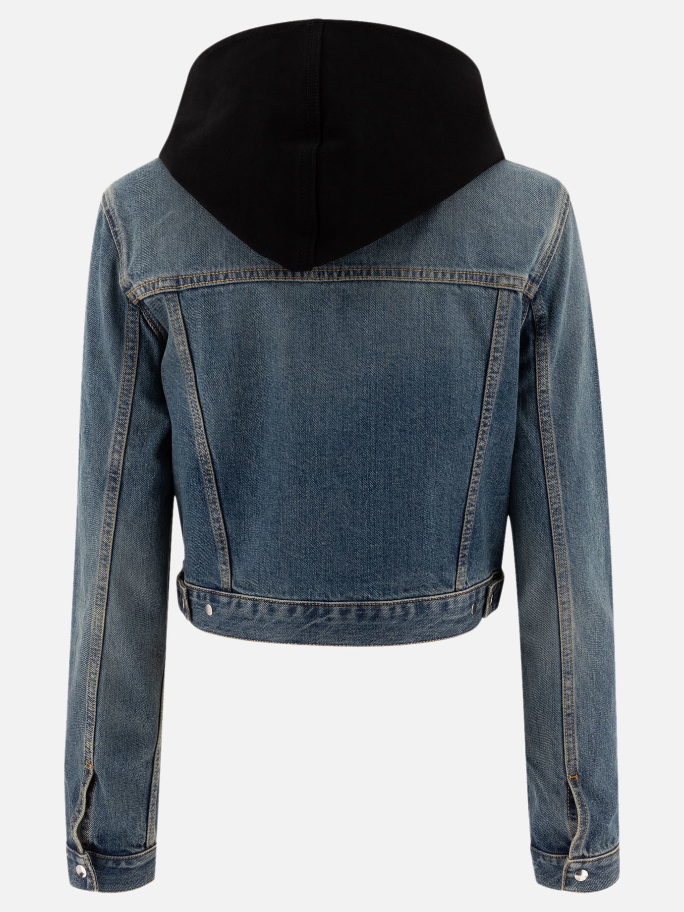 Alaïa Denim jacket with knitted hood Blue