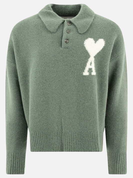 Ami Paris "Ami de Coeur" alpaca polo shirt Green