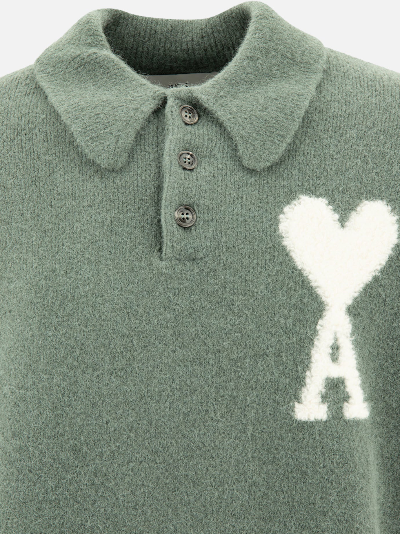 Ami Paris "Ami de Coeur" alpaca polo shirt Green