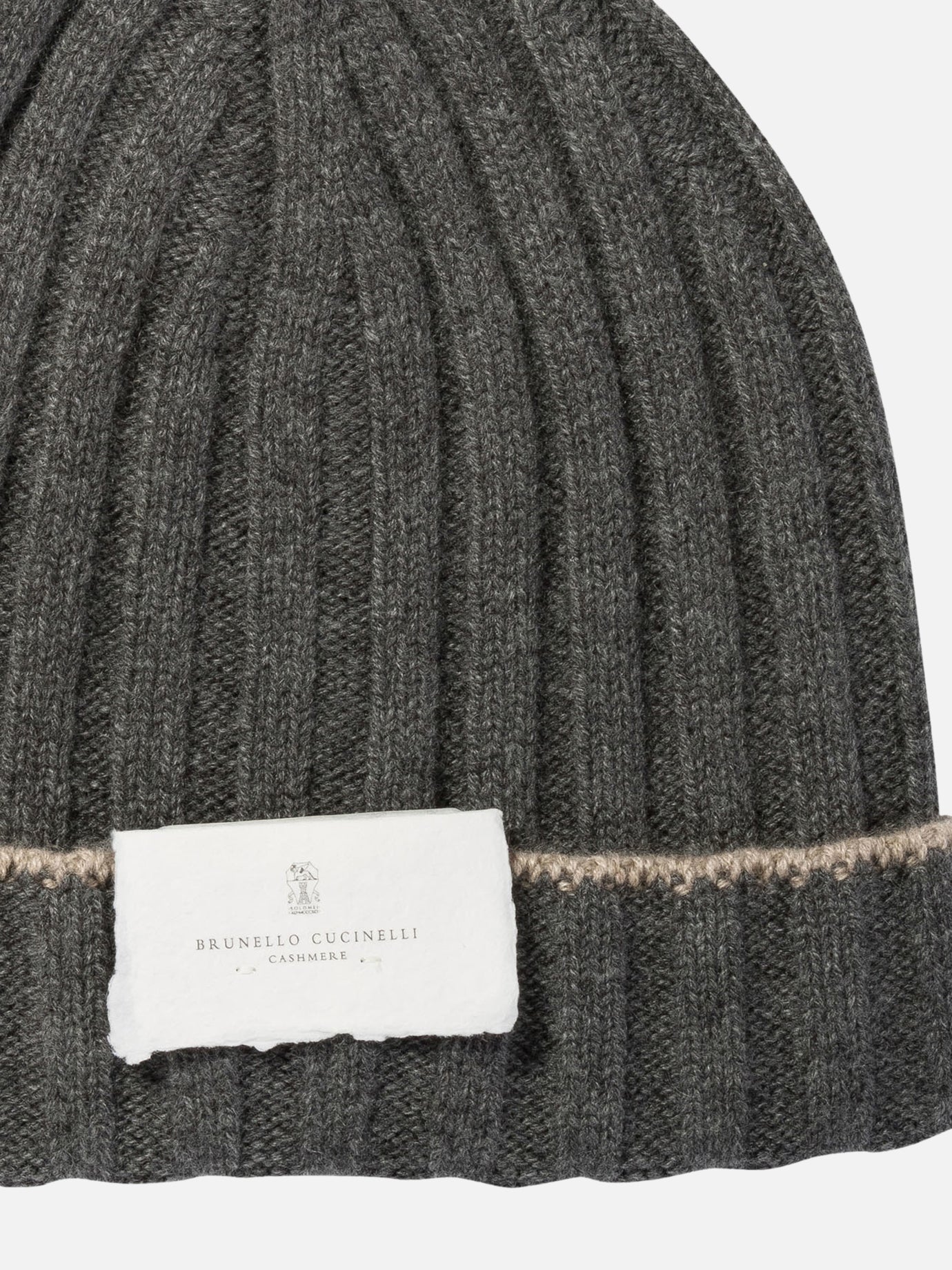 Brunello Cucinelli Ribbed cashmere knit beanie Grey