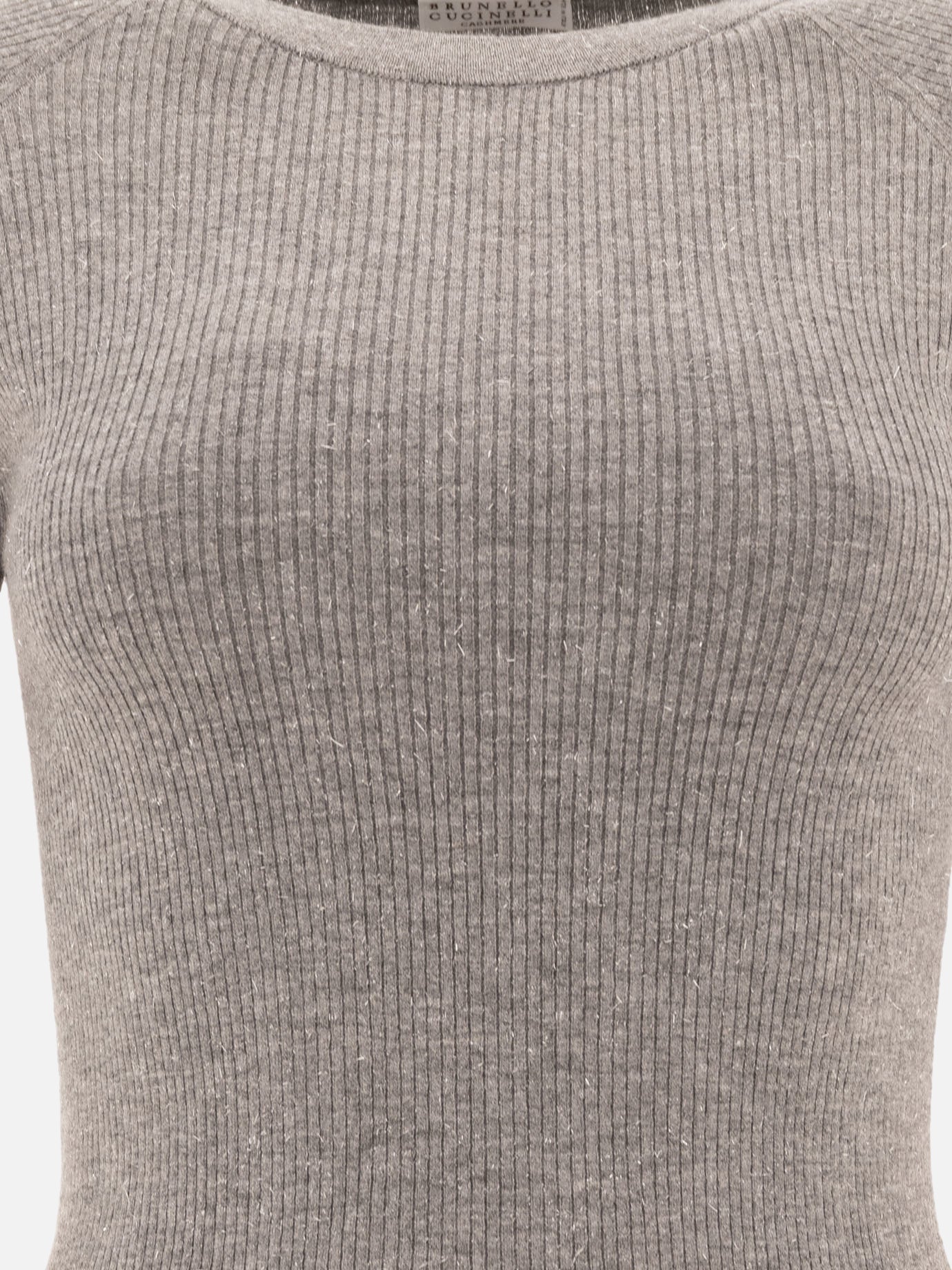 Brunello Cucinelli Ribbed cashmere Sparling sweater Grey