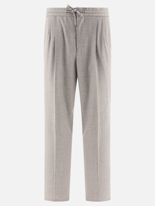 Trousers with drawstring and double pleats