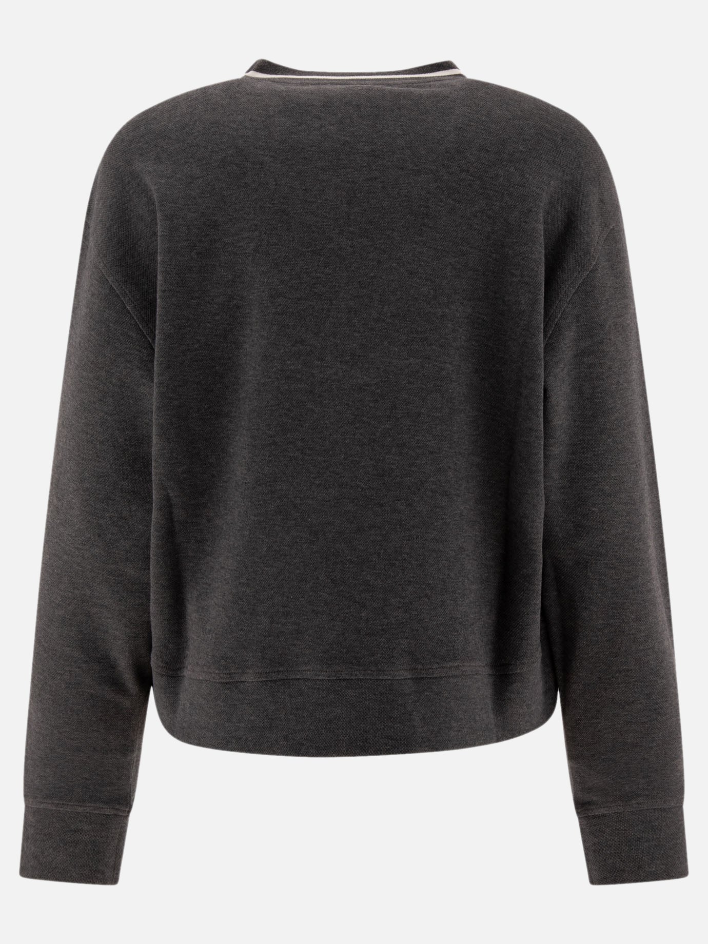 Brunello Cucinelli Techno cotton piqué sweatshirt with logo Grey