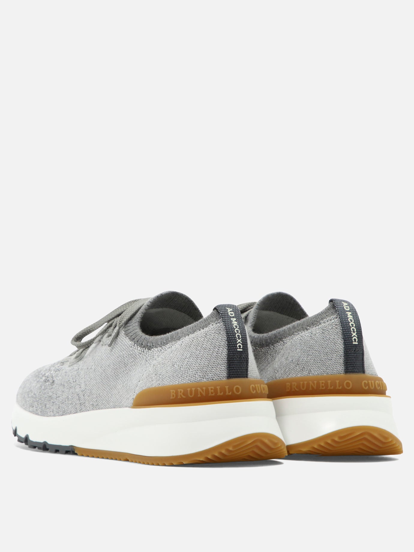 Brunello Cucinelli Cotton chiné knit sneakers Grey