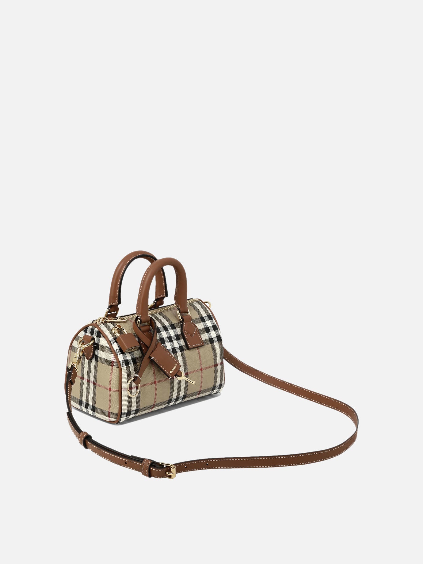 Burberry "Bowling Mini" check handbag Beige