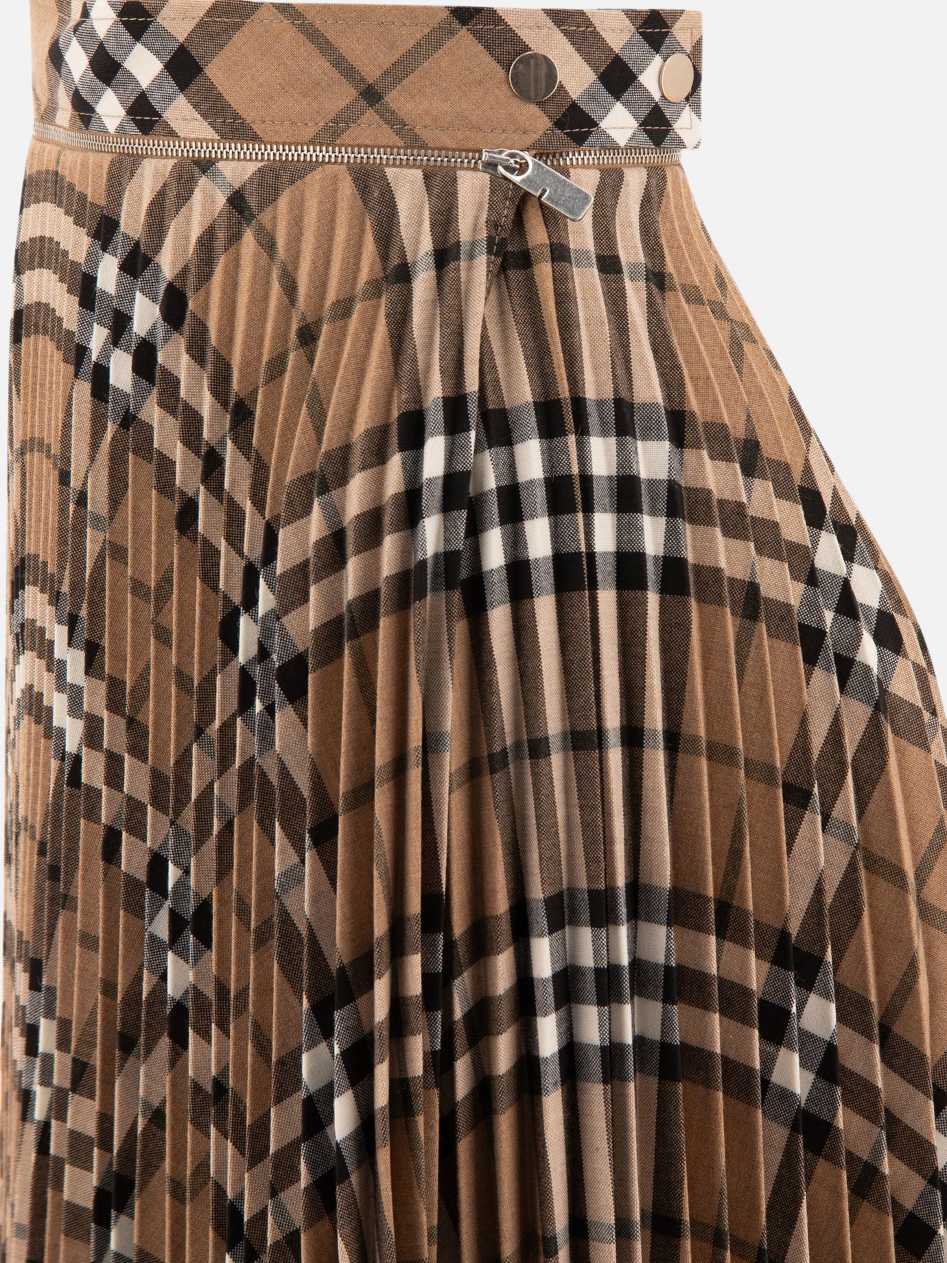 Burberry Wool blend pleated Check skirt Beige