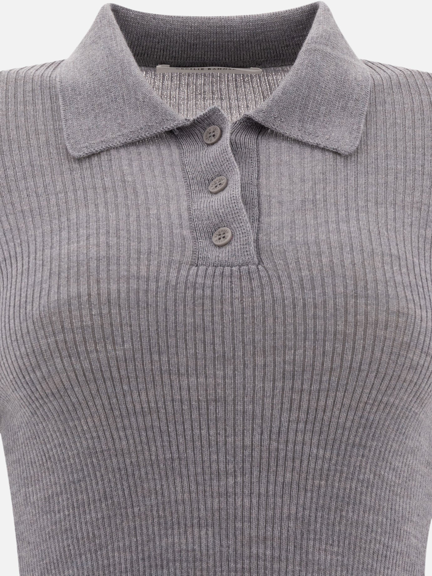 Cecilie Bahnsen "Oda" ribbed polo shirt Grey