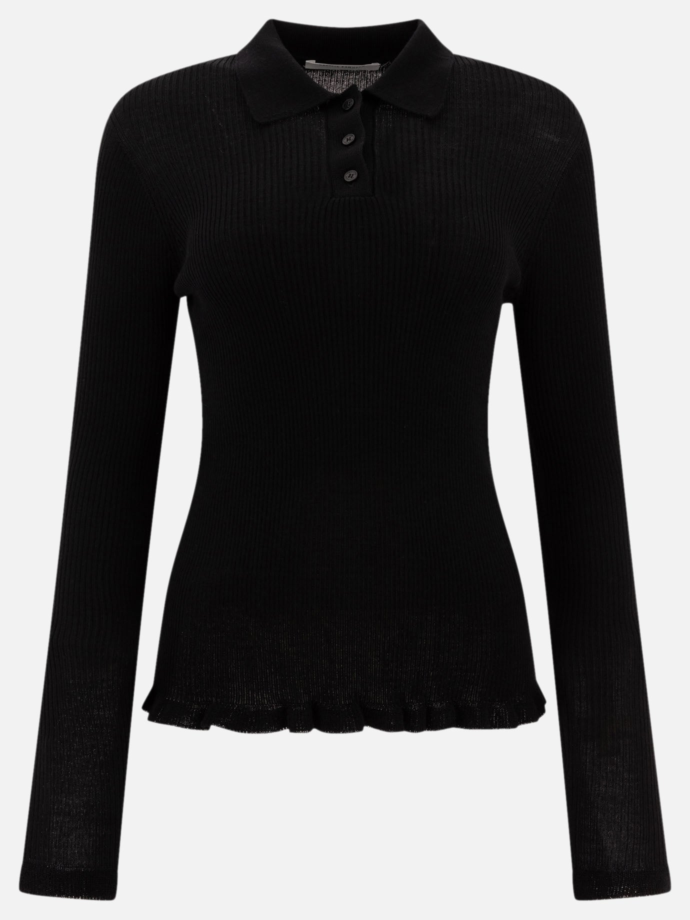 Cecilie Bahnsen "Oda" ribbed polo shirt Black