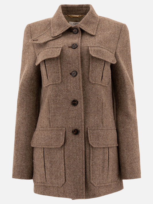 Giacche leggere & Trapuntate Herringbone  Marrone - Chloé Donna | PLP | VIETTI Online Store 
