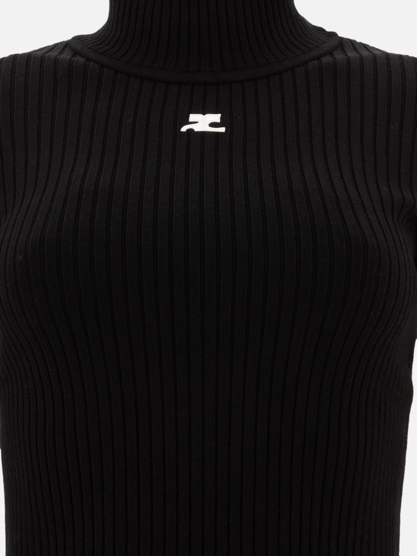 Courrèges "Reedition" ribbed sweater with logo Black