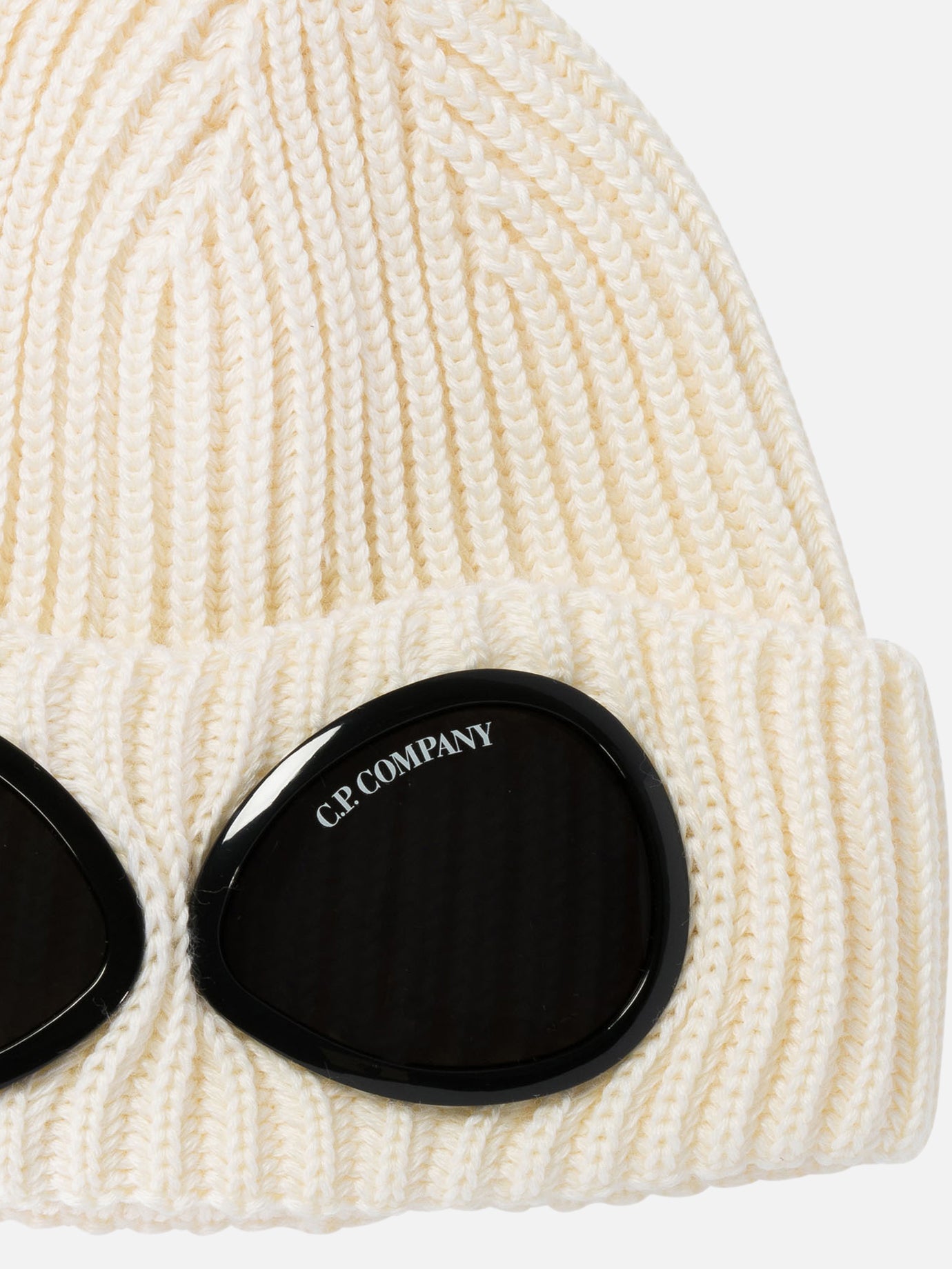 C.P. Company "Goggle" extra fine merino wool beanie White