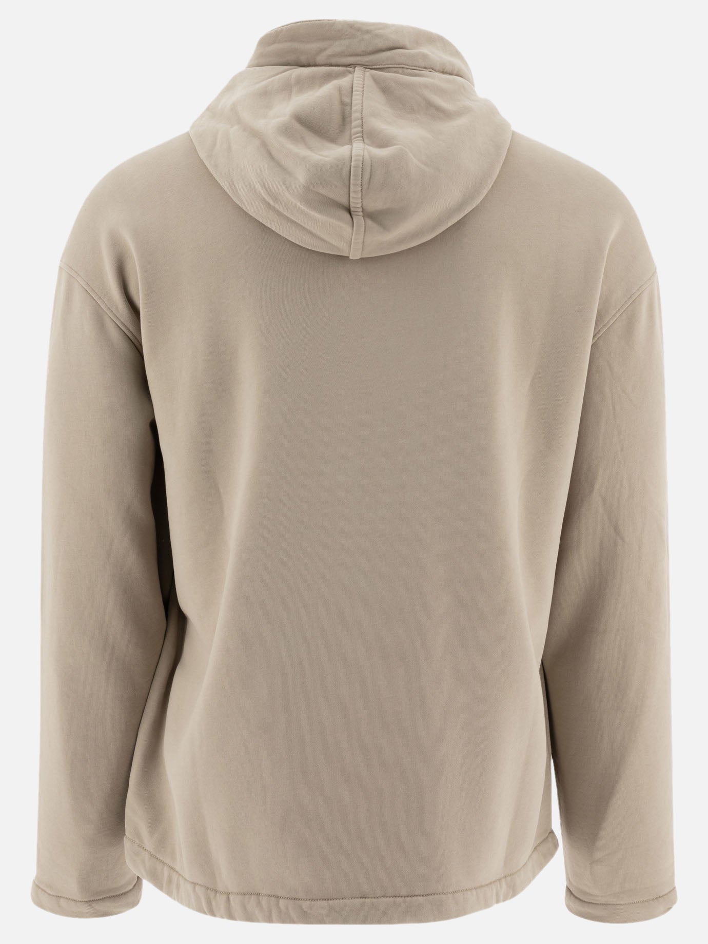 C.P. Company "Brushed and Emerized Diagonal Fleece" zipped hoodie Beige