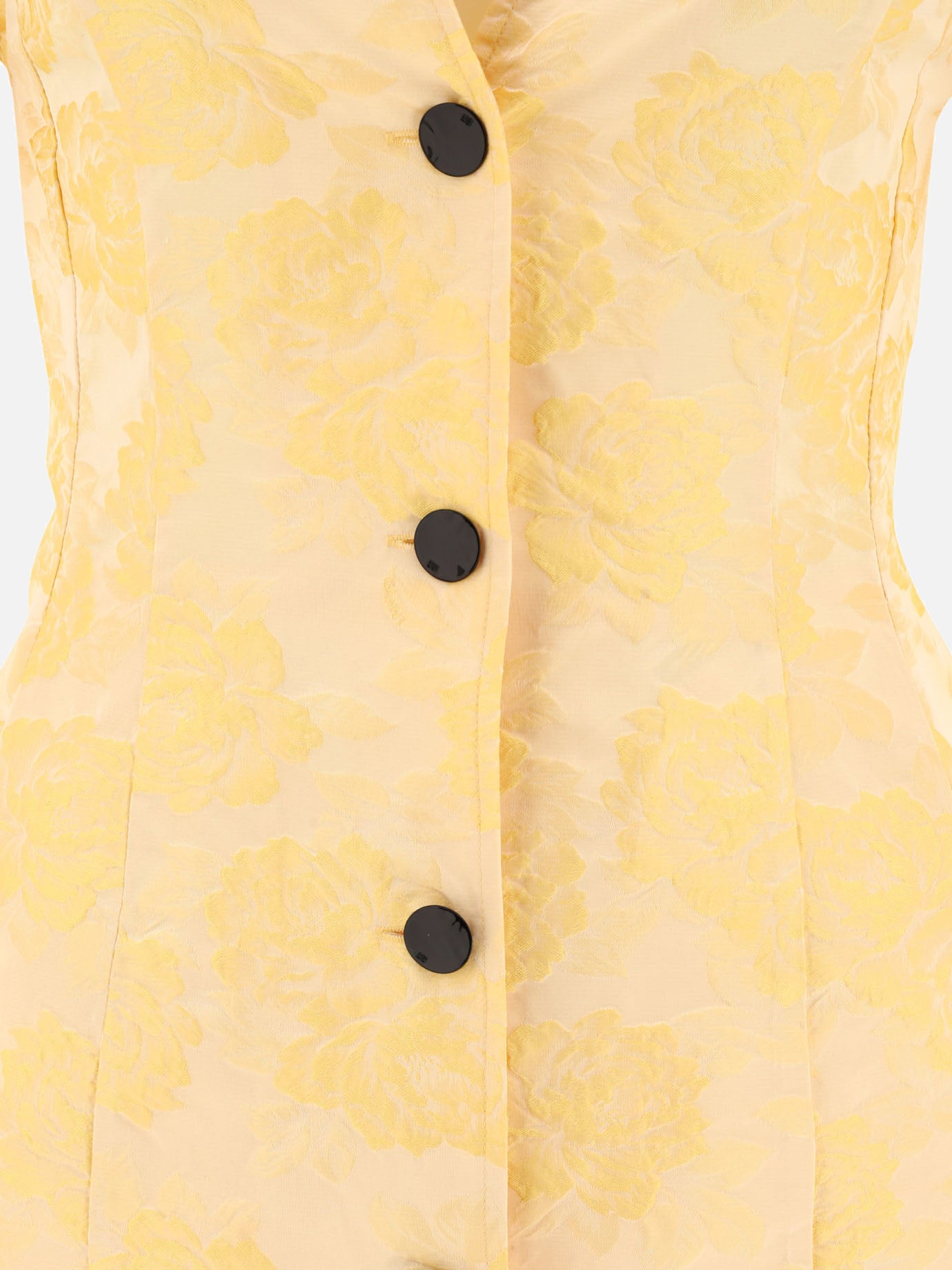 Ganni "Botanical Jacquard" midi dress Yellow