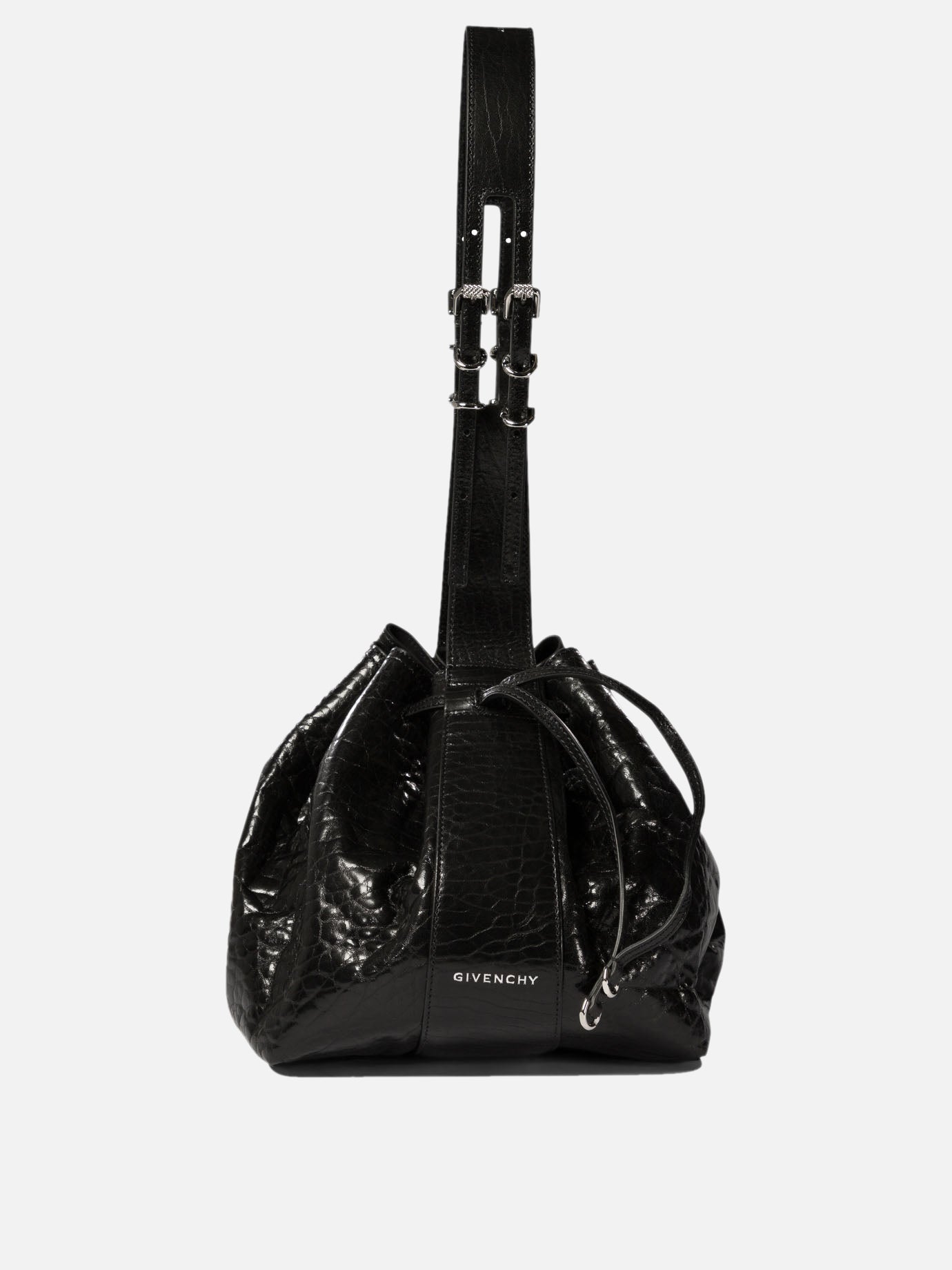 Givenchy "Pumpkin Medium" shoulder bag in craquelé patent leather Black