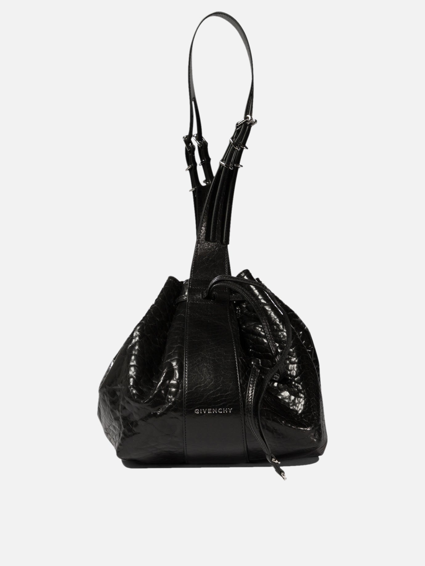 Givenchy "Pumpkin Medium" shoulder bag in craquelé patent leather Black