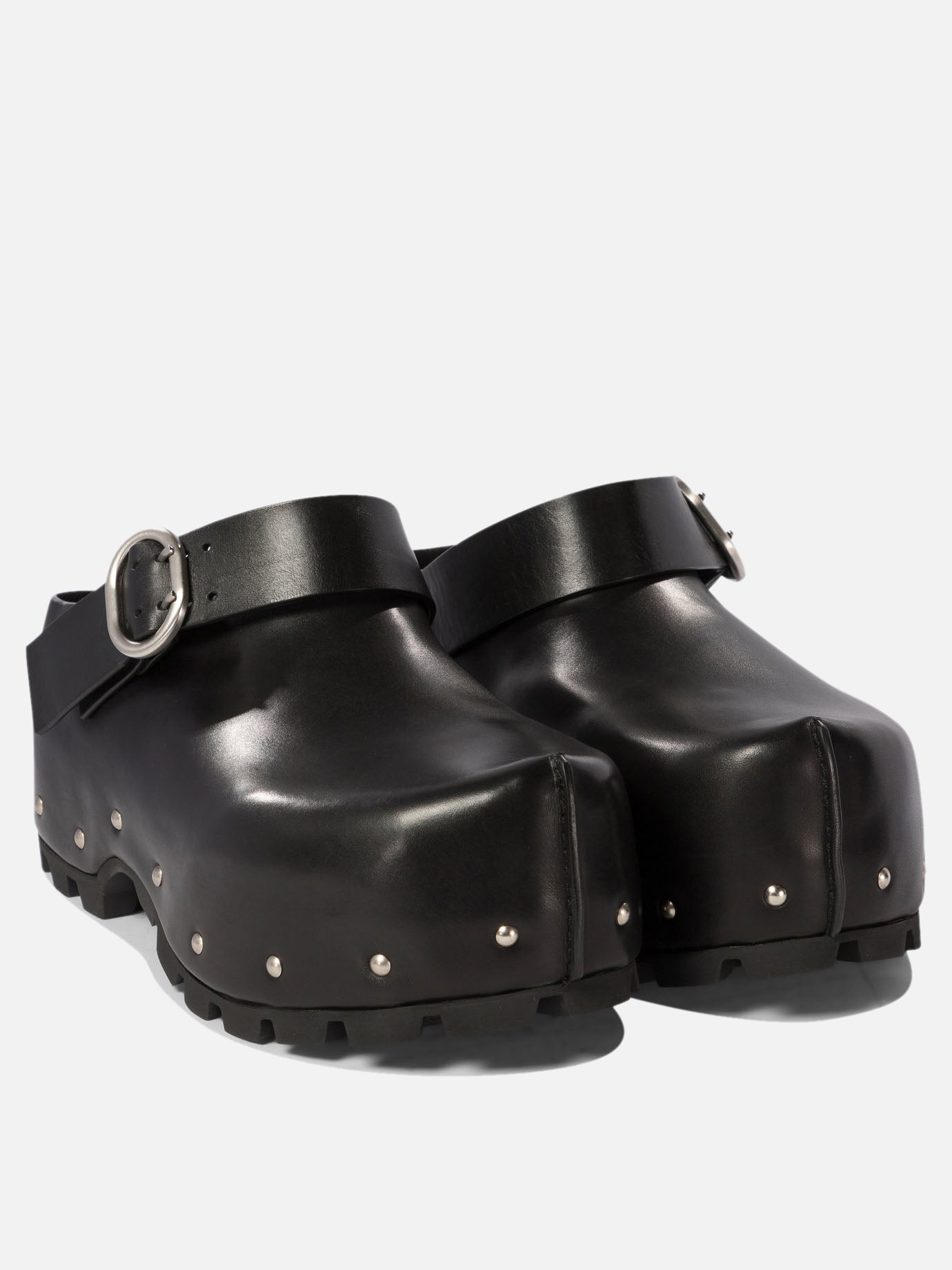 Jil Sander Leather clogs with studs Black