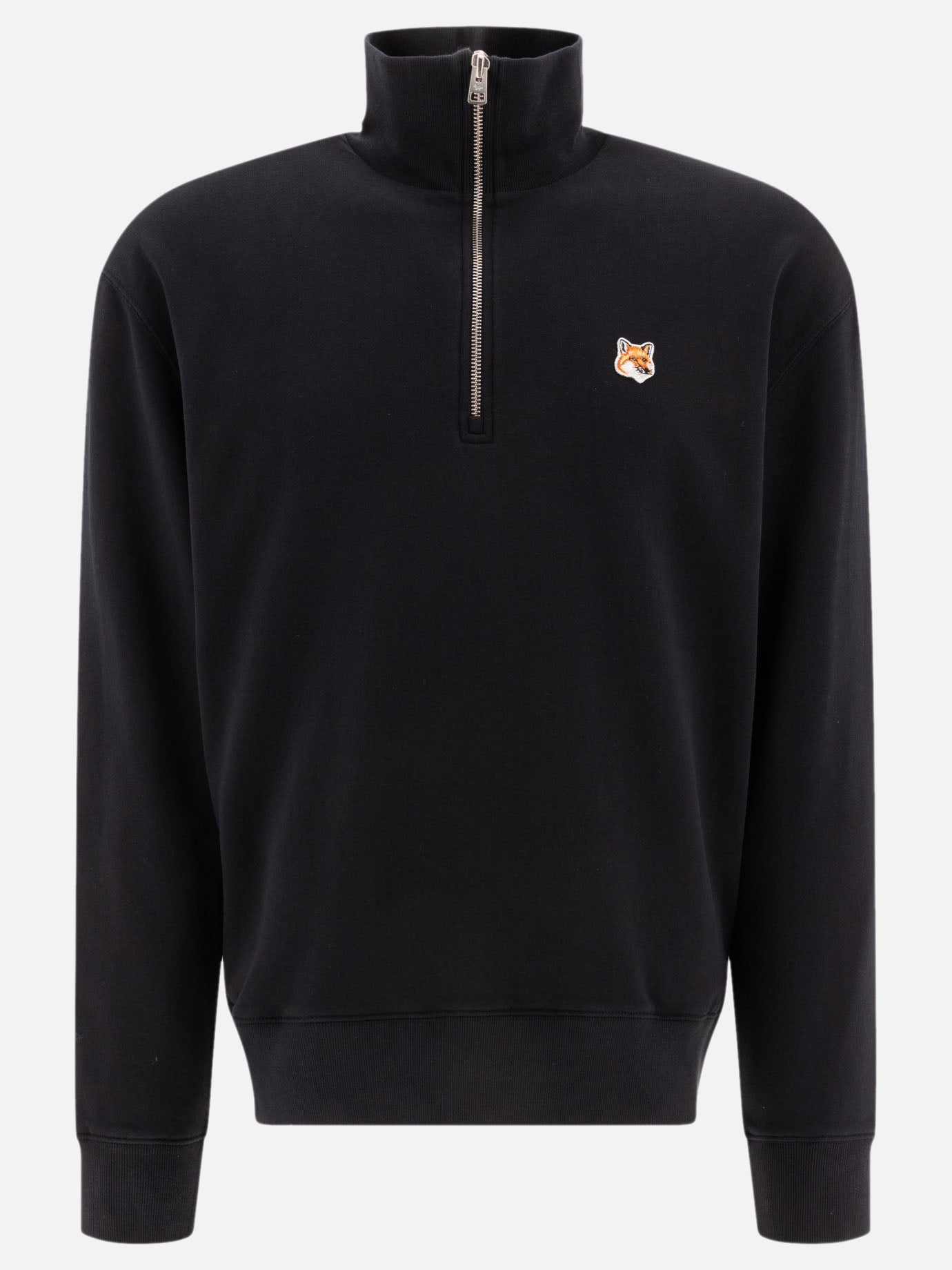 Maison Kitsuné "Fox Head" half-zip sweatshirt Black