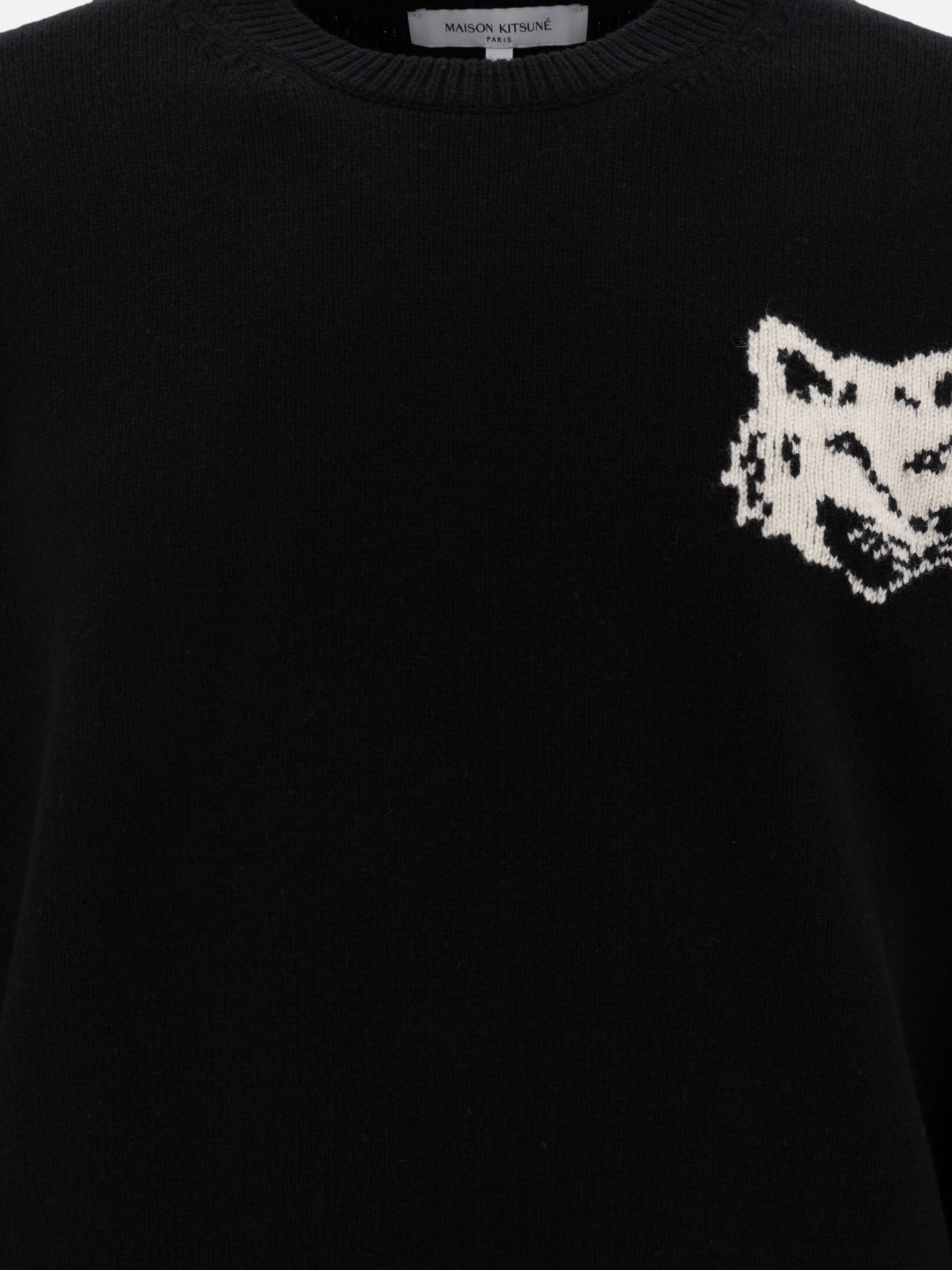 Maison Kitsuné "Fox Head Intarsia" sweater Black