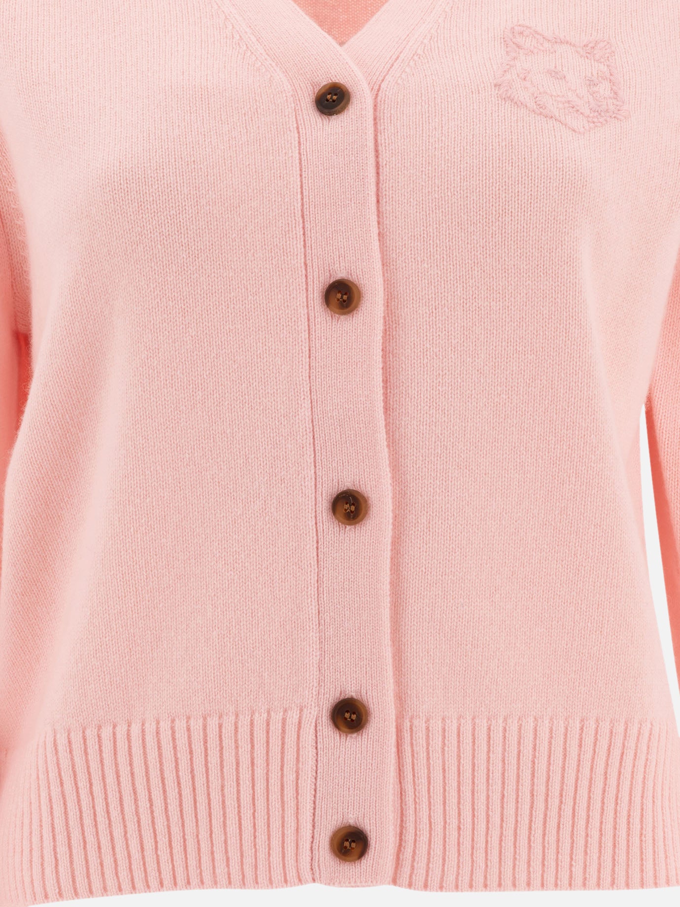 Maison Kitsuné "Fox Head" embroidered cardigan Pink