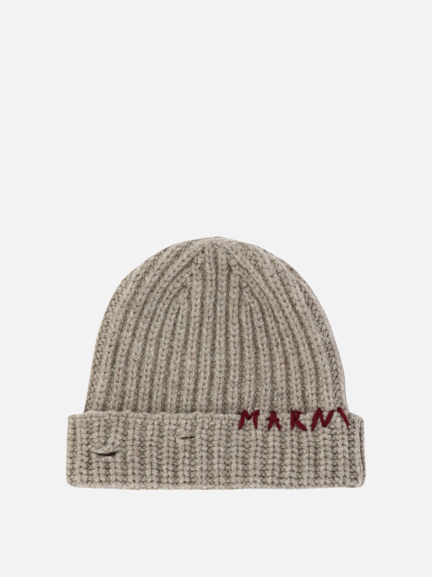 Marni Beanie with embroidered logo Beige